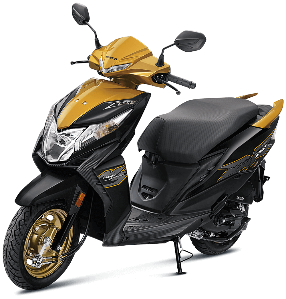 Checkout Deluxe Yellow Honda Dio OBD2 at reasonable price exclusively at Rushabh Honda, Nashik. Best Two wheeler Honda Dealers for years.
